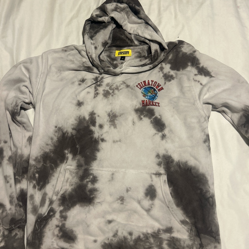 Gray and Black Tie-Dye Pullover Sweater